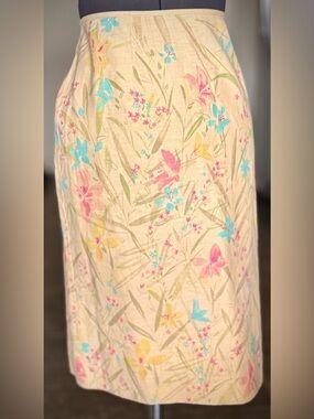 Vintage Linen Teluride Clothing Floral Pastel Midi Skirt M